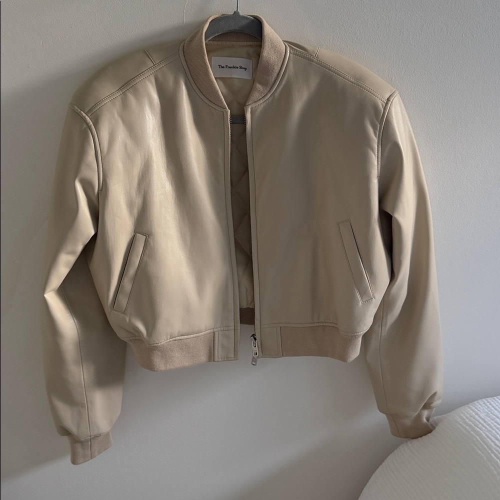 The Frankie Shop Women's Tan Leather Bomber Jacket